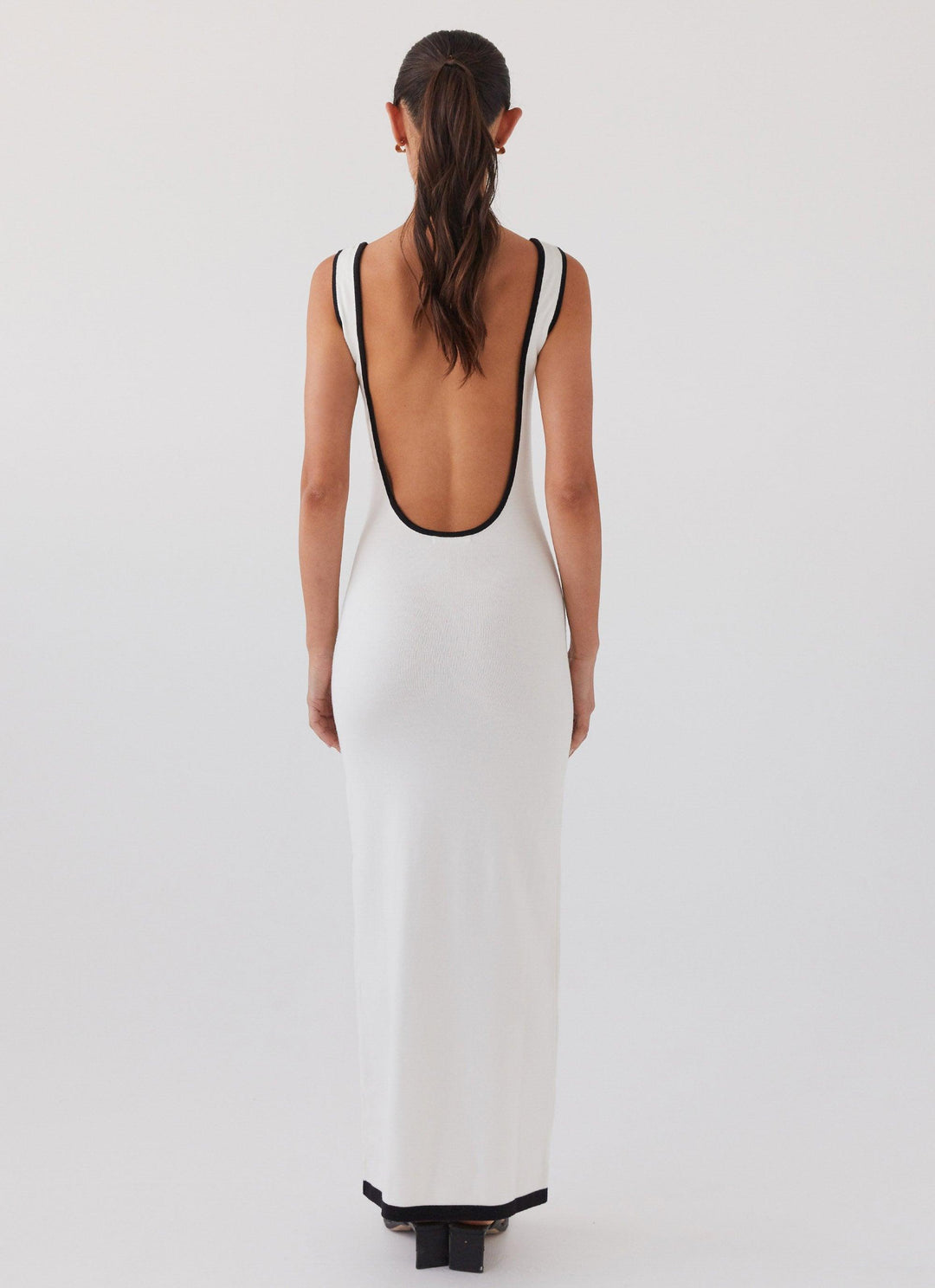 Luxe Elegante maxi feest Jurk met open rug-Feest Jurken-Calora-Beige-XS-Calora