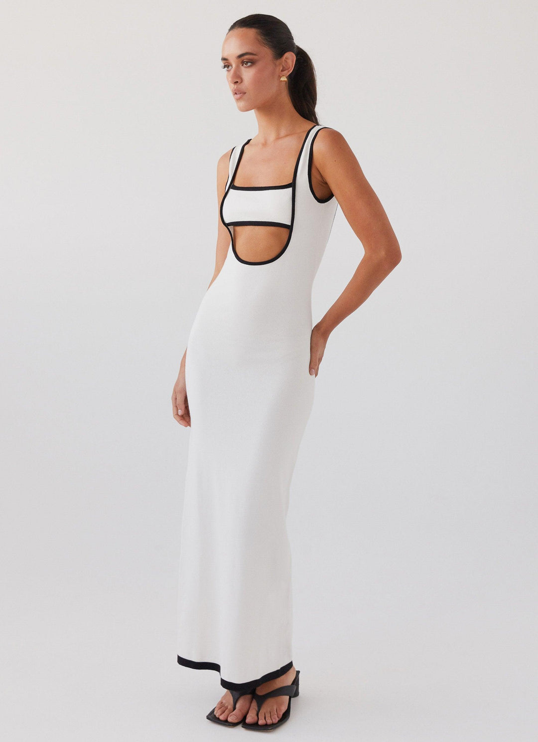 Luxe Elegante maxi feest Jurk met open rug-Feest Jurken-Calora-Beige-XS-Calora