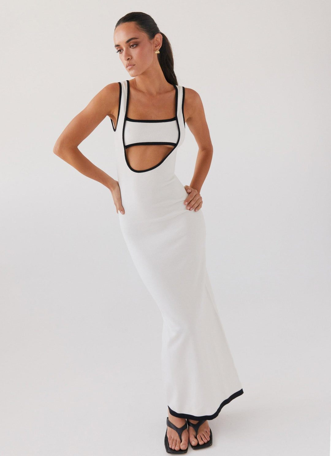 Luxe Elegante maxi feest Jurk met open rug-Feest Jurken-Calora-Beige-XS-Calora