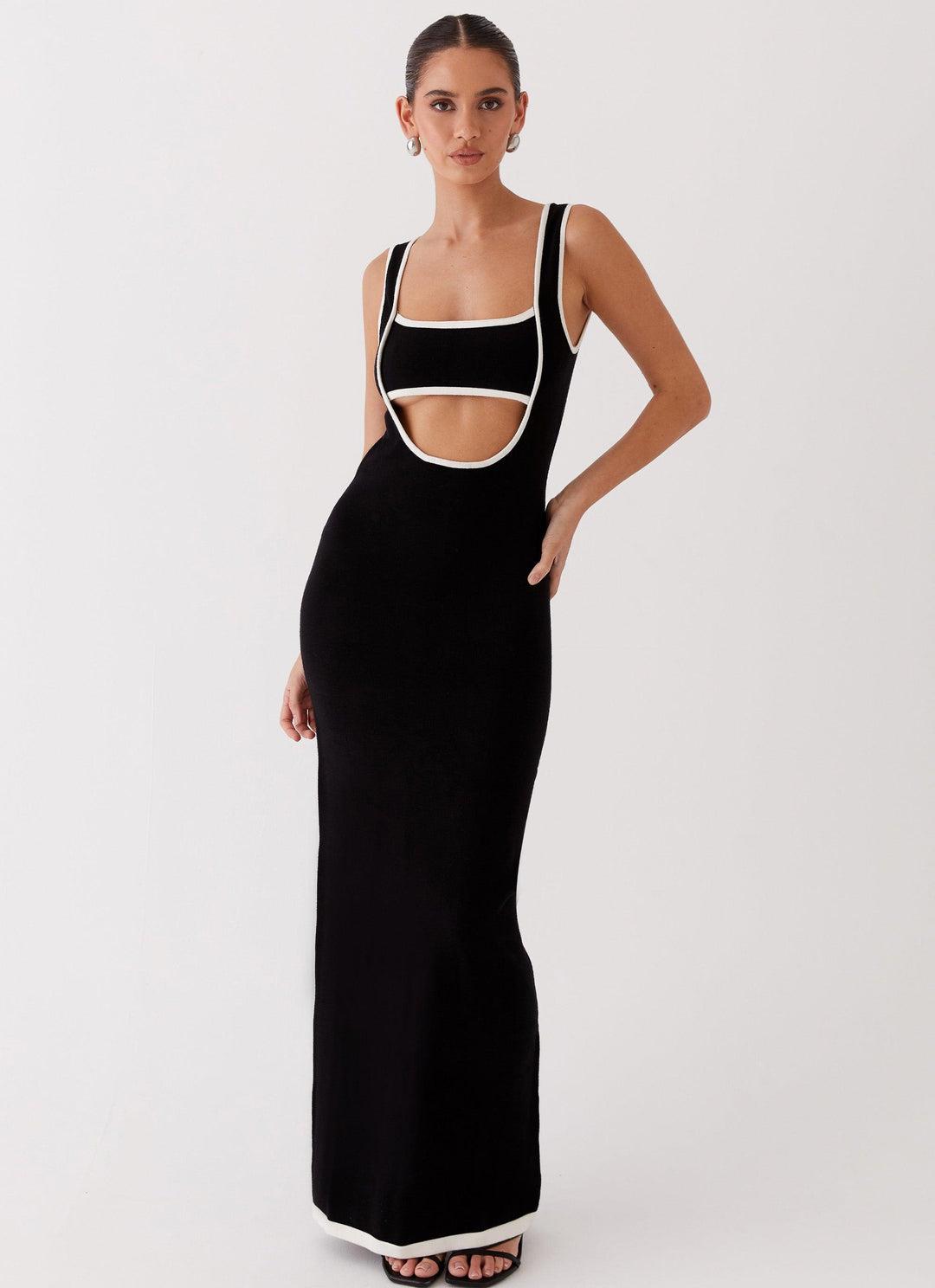 Luxe Elegante maxi feest Jurk met open rug-Feest Jurken-Calora-Beige-XS-Calora