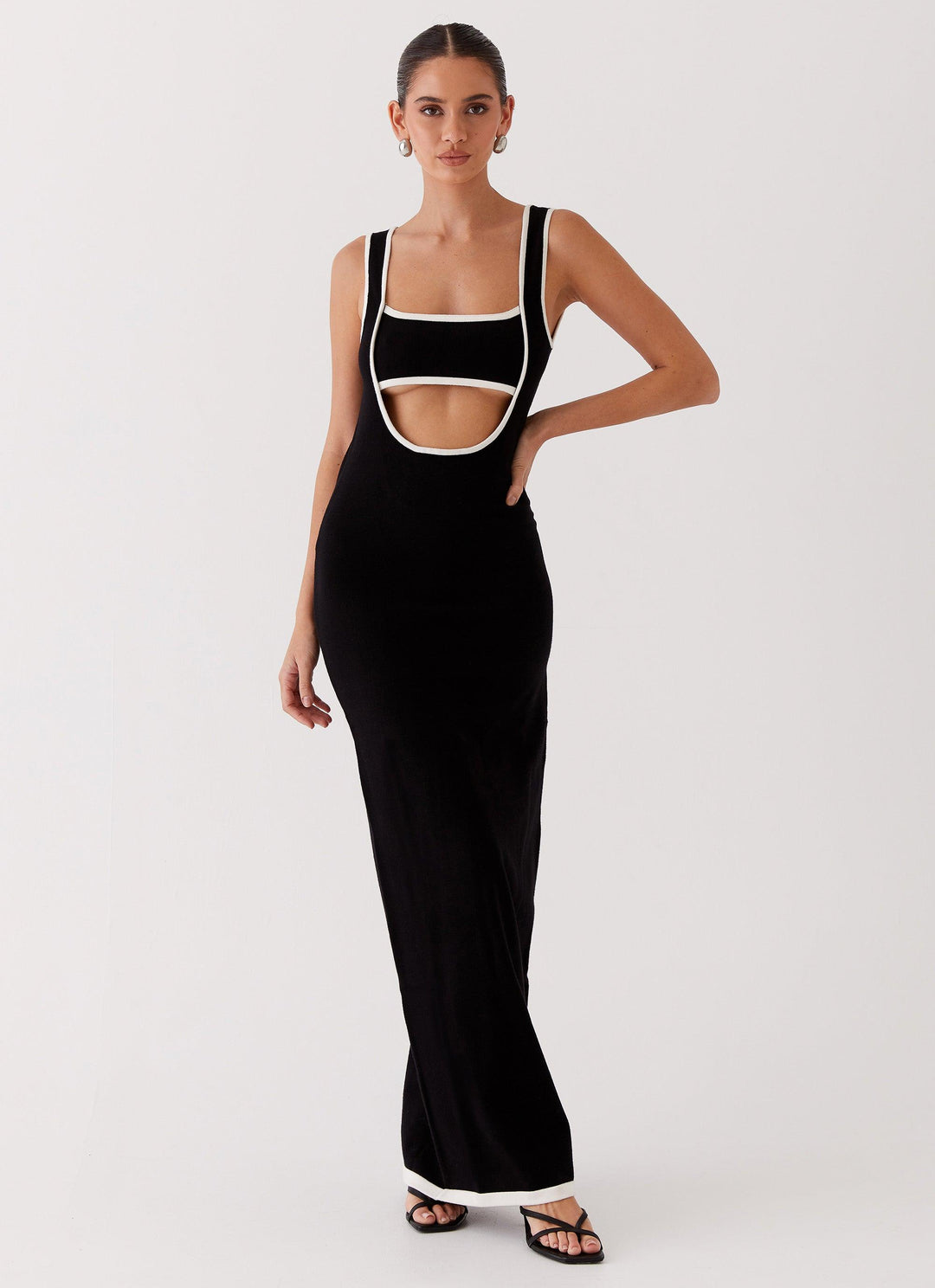 Luxe Elegante maxi feest Jurk met open rug-Feest Jurken-Calora-Beige-XS-Calora
