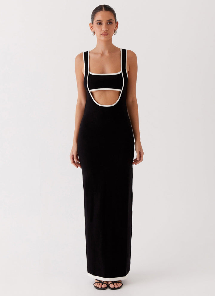 Luxe Elegante maxi feest Jurk met open rug-Feest Jurken-Calora-Zwart-XS-Calora