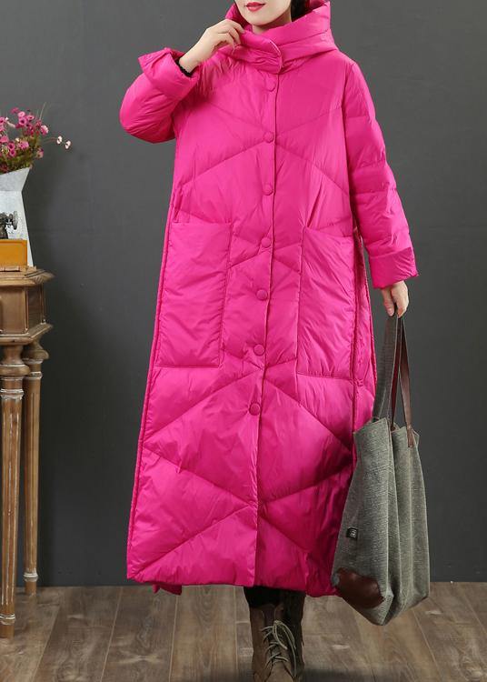 CALORA_ Luxe Loszittende Dames Parka Jas met Capuchon - Warme Winterjas in Rosé