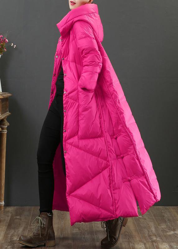 CALORA_ Luxe Loszittende Dames Parka Jas met Capuchon - Warme Winterjas in Rosé