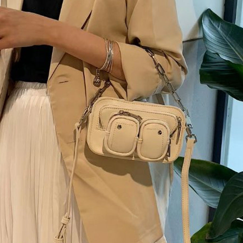 Luxe Luipaard Leren Crossbody Tas met ritssluiting-Handtassen-Calora-Beige-Calora
