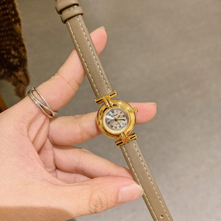 CALORA_ Luxe Retro Dames Horloge met Leren Band