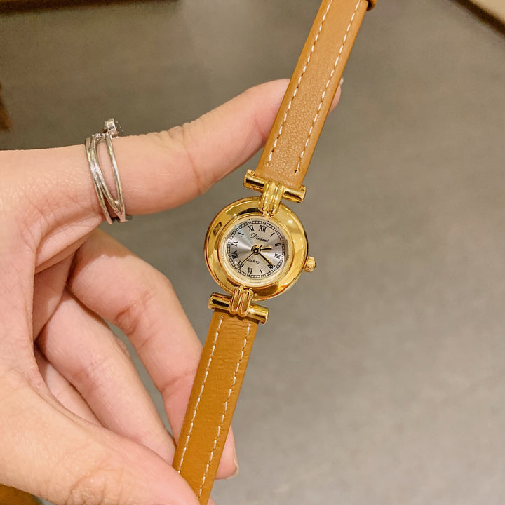 CALORA_ Luxe Retro Dames Horloge met Leren Band