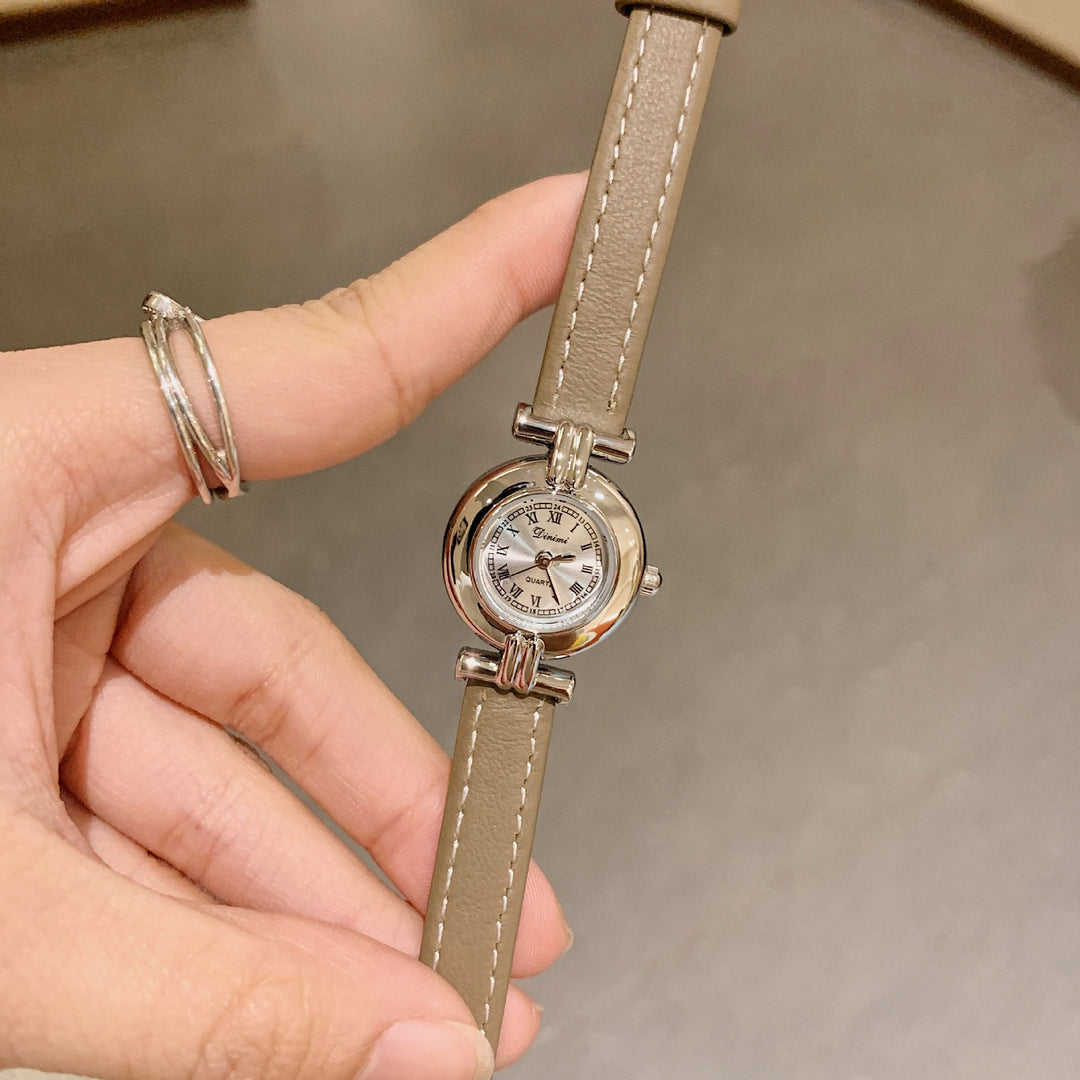 CALORA_ Luxe Retro Dames Horloge met Leren Band