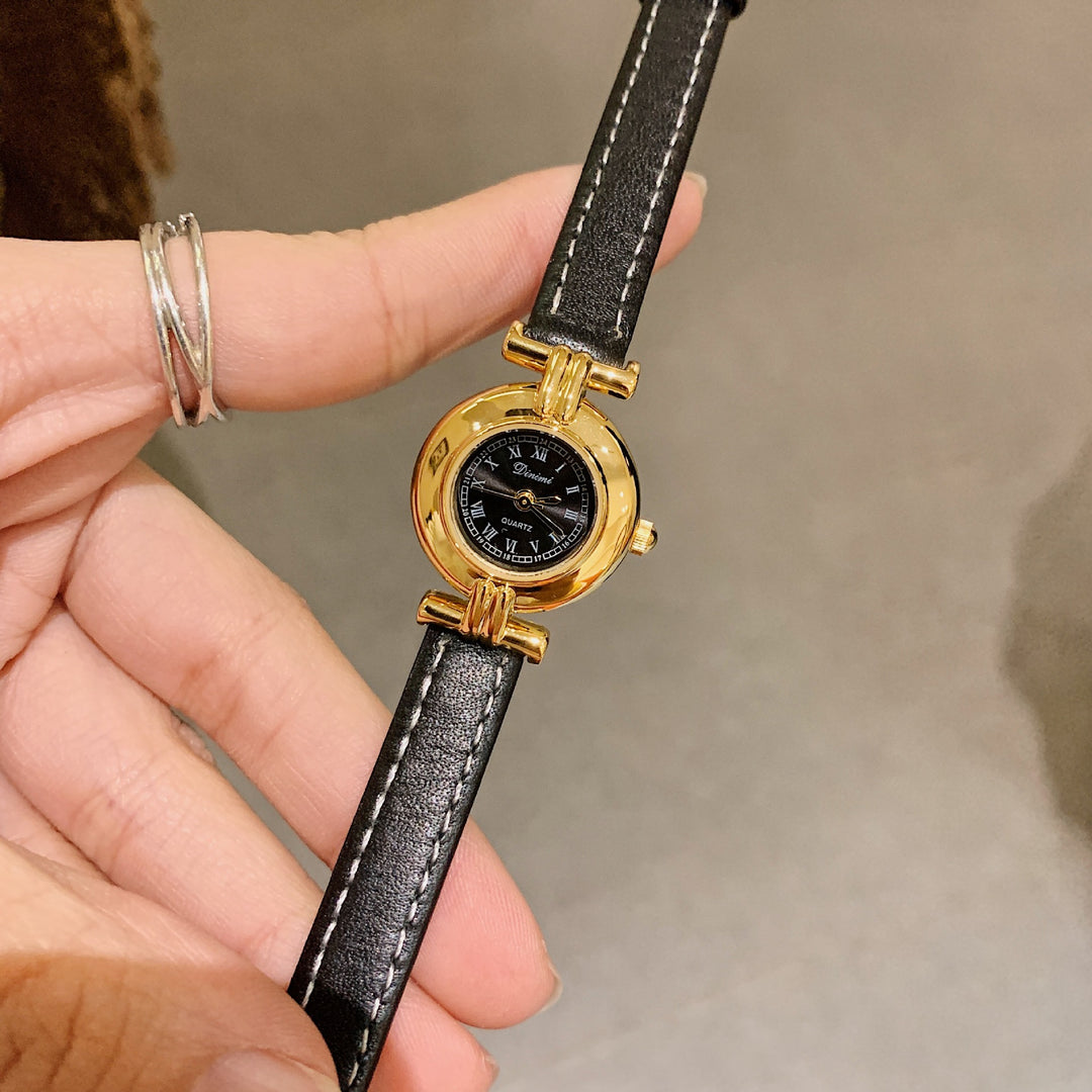 CALORA_ Luxe Retro Dames Horloge met Leren Band