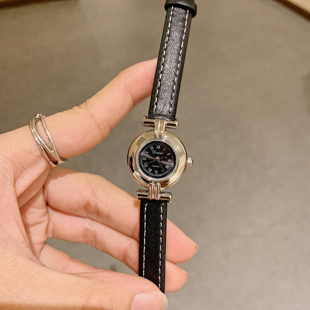 CALORA_ Luxe Retro Dames Horloge met Leren Band
