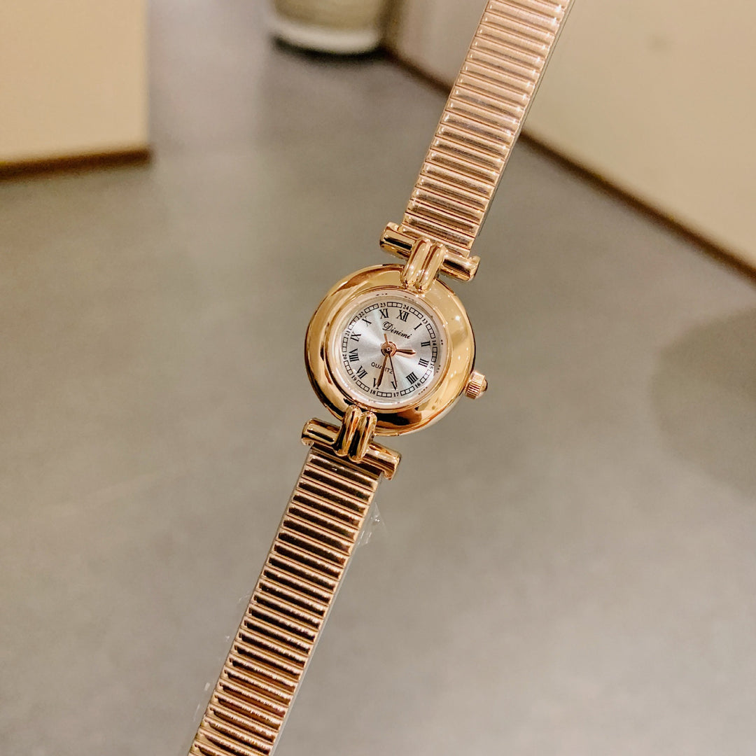 CALORA_ Luxe Retro Dames Horloge met RVS Band