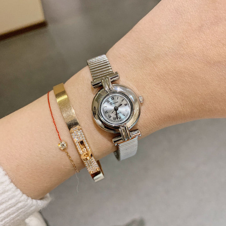 CALORA_ Luxe Retro Dames Horloge met RVS Band