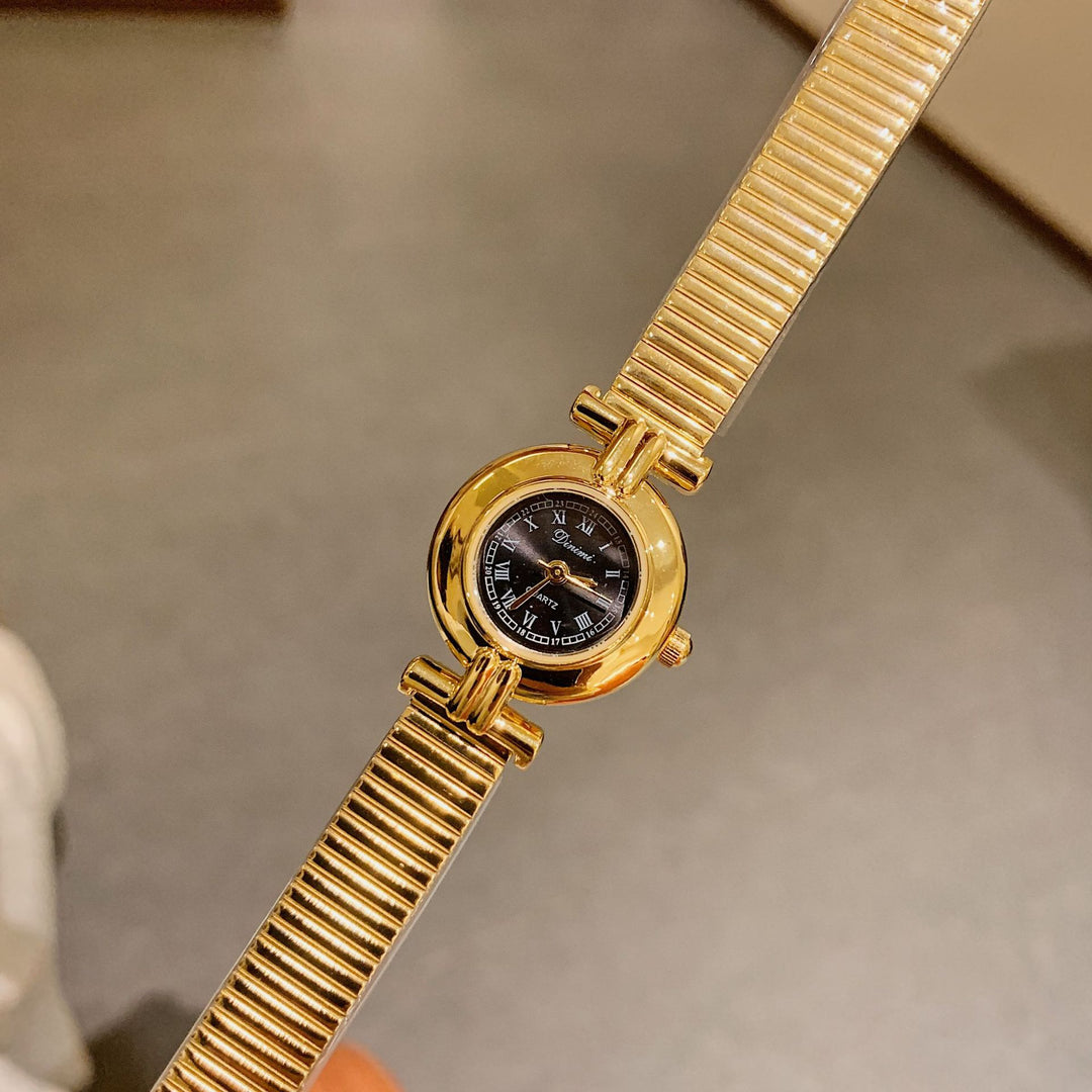 CALORA_ Luxe Retro Dames Horloge met RVS Band