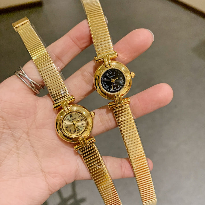 CALORA_ Luxe Retro Dames Horloge met RVS Band