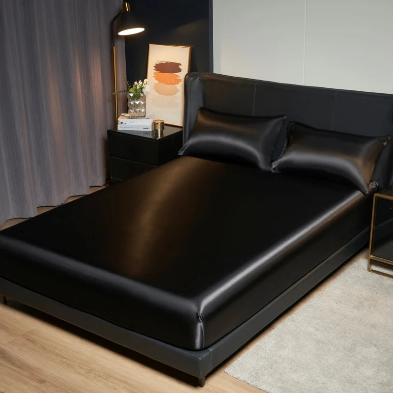 Luxe Satijnen Bedlinnen Set 3 Stuks met Elastische Band-Home Decor-Calora-Wit-200x220cm-Calora
