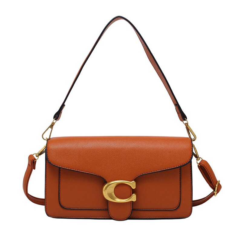 Luxe Stijlvolle Handtas van Vegan Leer-Handtassen-Calora-Bruin-Calora