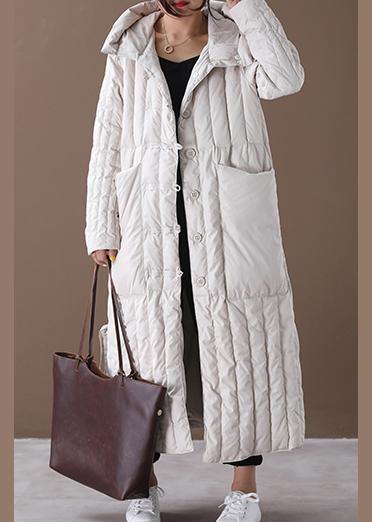 CALORA_ Luxe winterjas Beige capuchon met grote zakken in plus maat