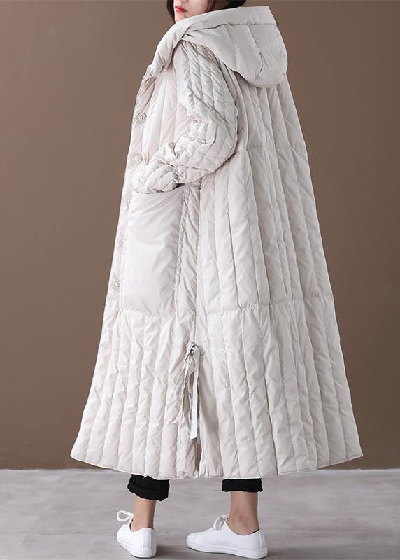 CALORA_ Luxe winterjas Beige capuchon met grote zakken in plus maat