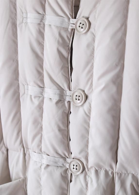 CALORA_ Luxe winterjas Beige capuchon met grote zakken in plus maat