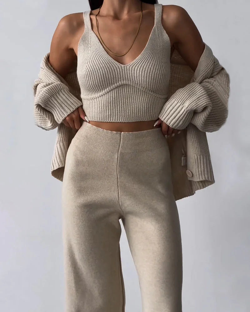 CALORA_ Luzza | Elegante V-Nek driedelige set