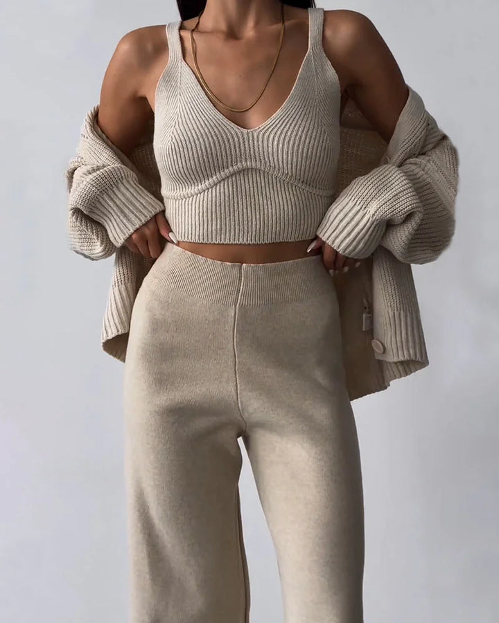 CALORA_ Luzza | Elegante V-Nek driedelige set