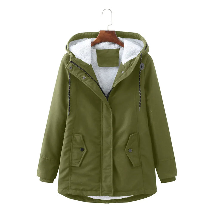 Lyla | Winterparka dames warme katoenen jas-Zomer Jassen-Calora-Legergroen-S-Calora