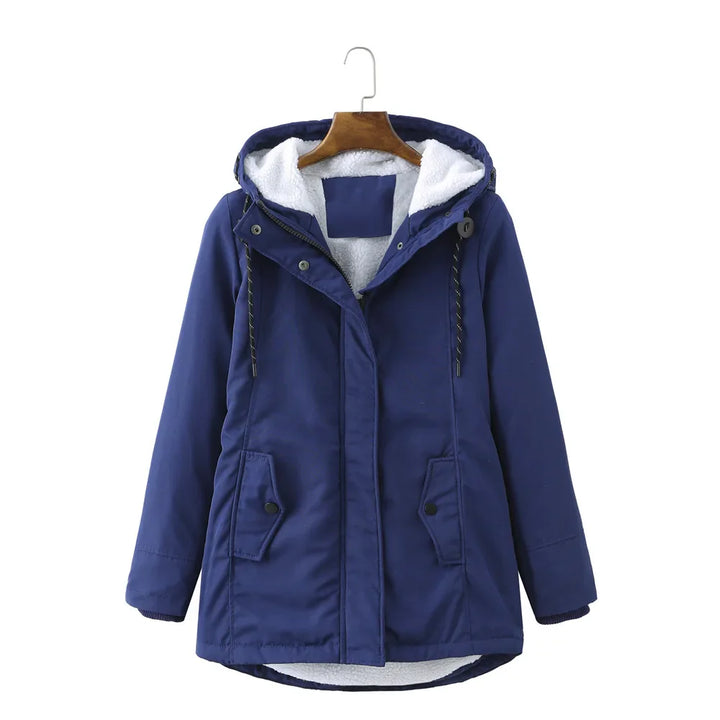 Lyla | Winterparka dames warme katoenen jas-Zomer Jassen-Calora-Marineblauw-S-Calora