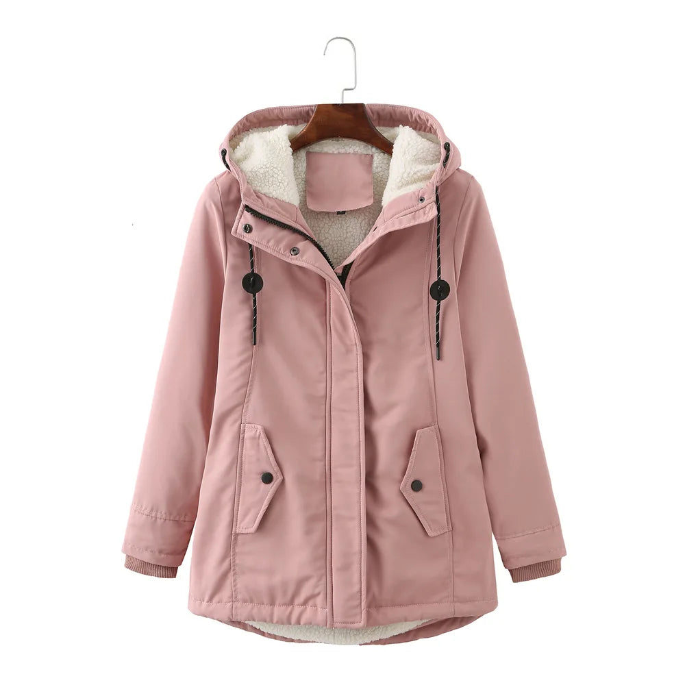 Lyla | Winterparka dames warme katoenen jas-Zomer Jassen-Calora-Roze-S-Calora