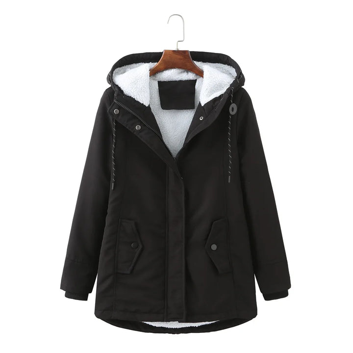 Lyla | Winterparka dames warme katoenen jas-Zomer Jassen-Calora-Zwart-S-Calora
