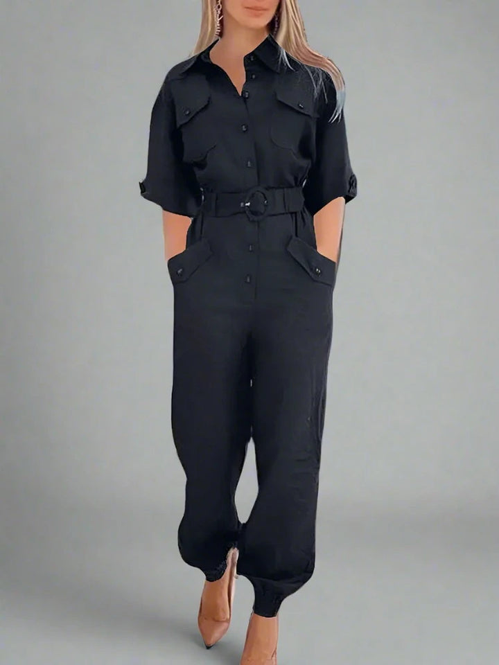 Lynn | Cargo Jumpsuit Dames-Jumpsuits-Calora-Donker Blauw-S-Calora