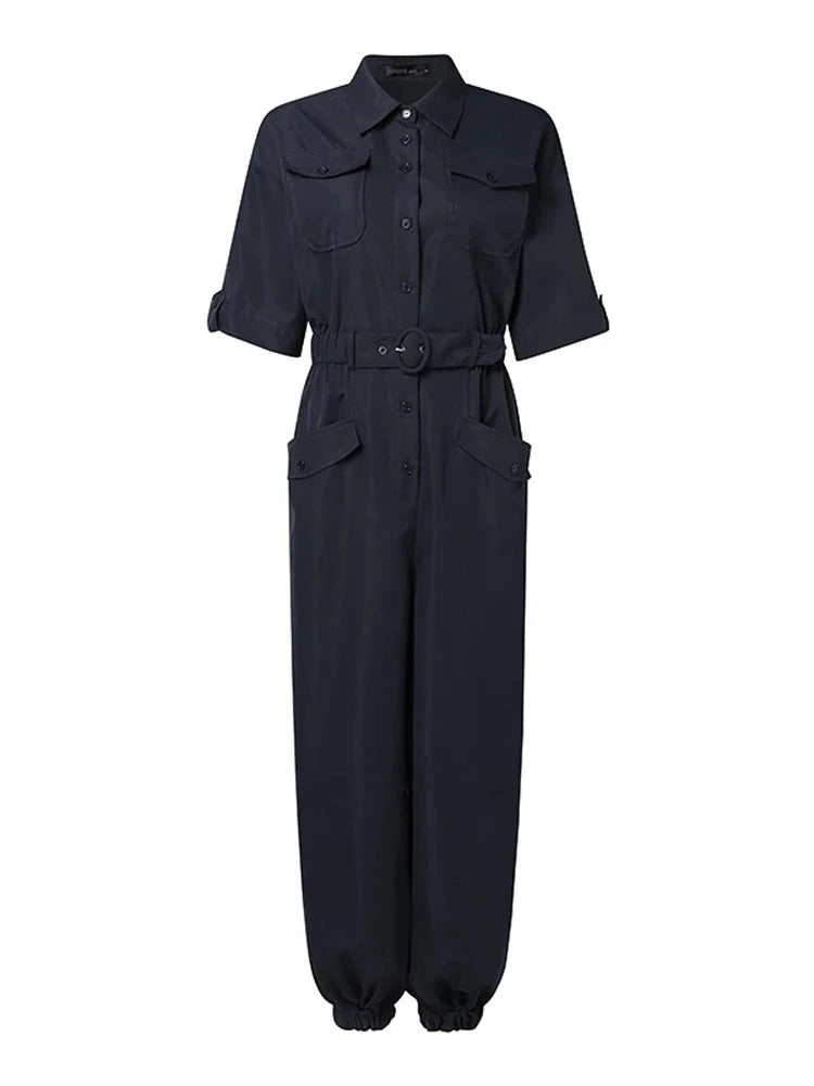 Lynn | Cargo Jumpsuit Dames-Jumpsuits-Calora-Donker Groen-S-Calora