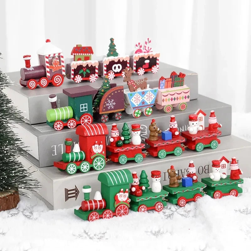 Magische Houten Kerstmis Trein Decoratie-Home Decor-Calora-3 Stuks Set-Calora