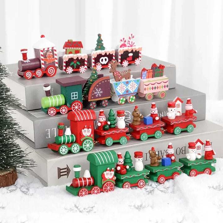 Magische Houten Kerstmis Trein Decoratie-Home Decor-Calora-3 Stuks Set-Calora