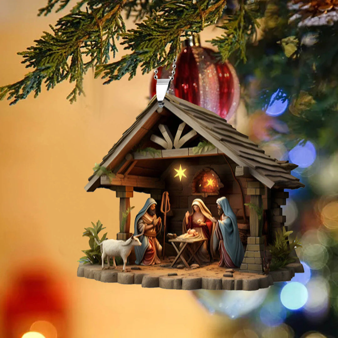 Magische Kerststal hanger voor in de kerstboom-Home Decor-Calora-Engel-Calora