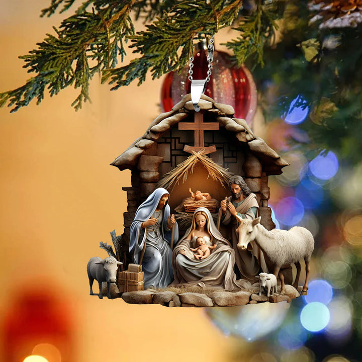 Magische Kerststal hanger voor in de kerstboom-Home Decor-Calora-Jezus-Calora