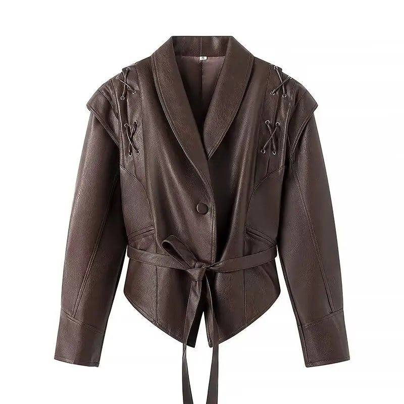Maïa | Chic Faux Leren Jas voor Dames-Leren Jassen-Calora-Bruin-S-Calora