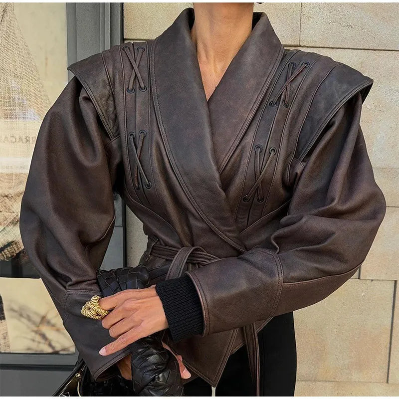 Maïa | Chic Faux Leren Jas voor Dames-Leren Jassen-Calora-Marine-S-Calora