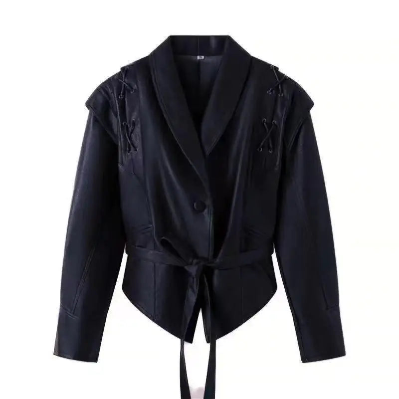 Maïa | Chic Faux Leren Jas voor Dames-Leren Jassen-Calora-Marine-S-Calora