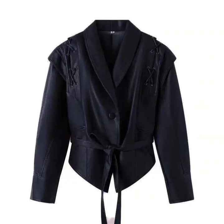 Maïa | Chic Faux Leren Jas voor Dames-Leren Jassen-Calora-Marine-S-Calora