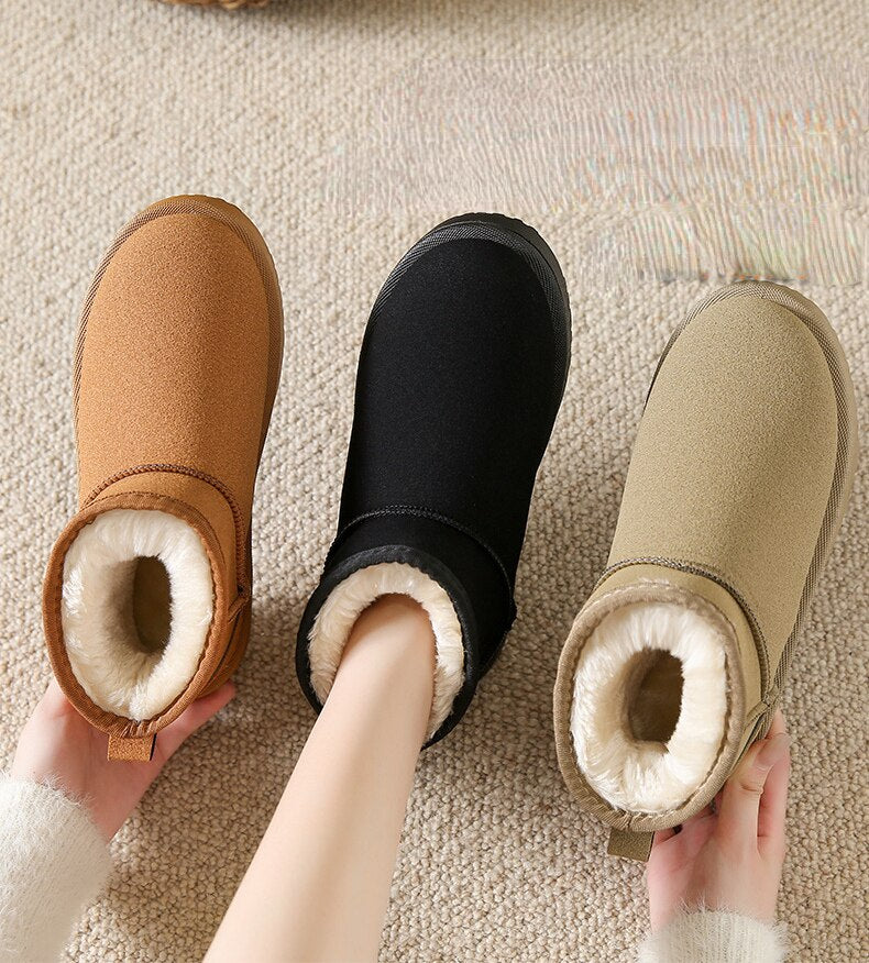 CALORA_ Marado | Herfst- enkellaarsjes met Bont - Suede Winter Laarsjes