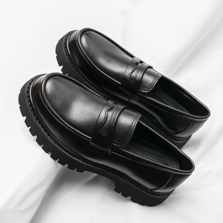 Marconi | Premium zakelijke Heren Loafers hoge zool-Loafers-Calora-Zwart Glanzend-38-Calora