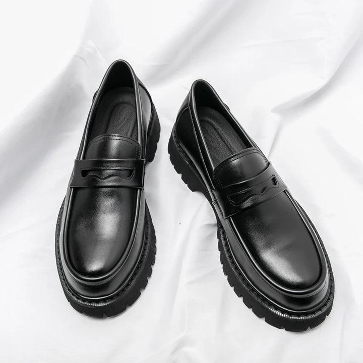 Marconi | Premium zakelijke Heren Loafers hoge zool-Loafers-Calora-Zwart Glanzend-38-Calora