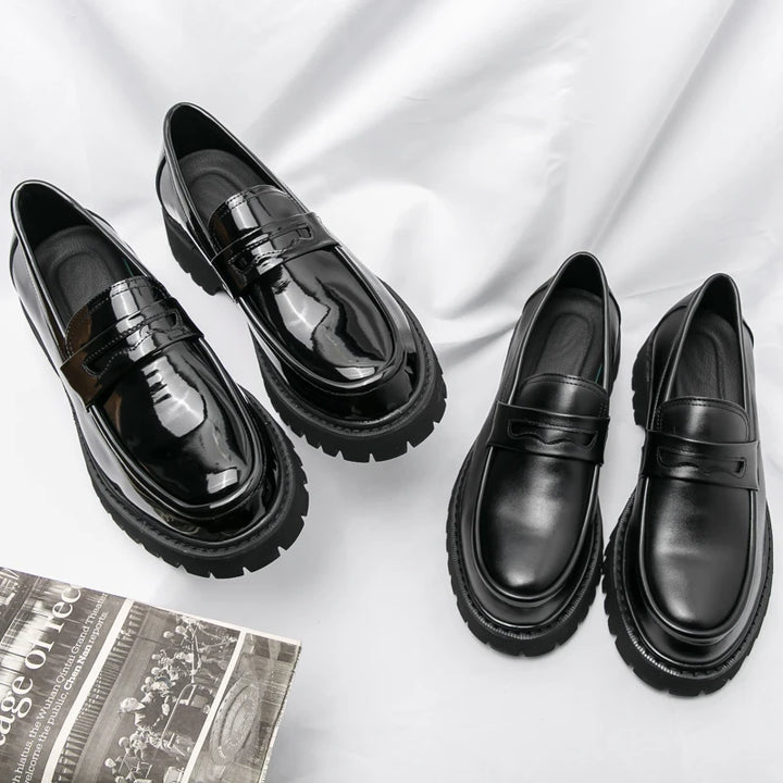 Marconi | Premium zakelijke Heren Loafers hoge zool-Loafers-Calora-Zwart Glanzend-38-Calora