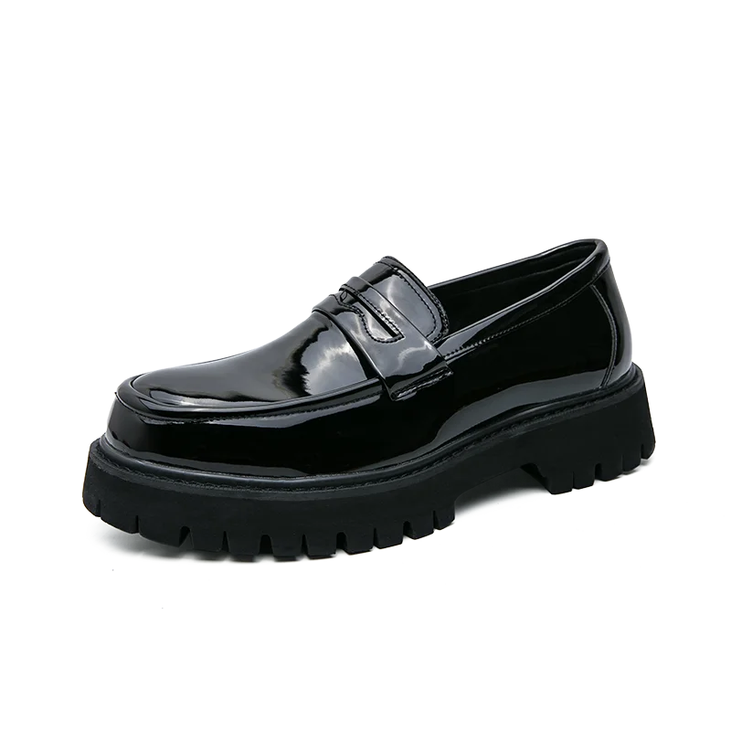 Marconi | Premium zakelijke Heren Loafers hoge zool-Loafers-Calora-Zwart Glanzend-38-Calora