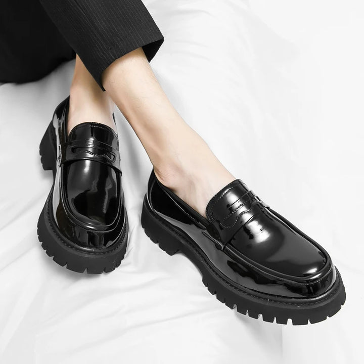 Marconi | Premium zakelijke Heren Loafers hoge zool-Loafers-Calora-Zwart Glanzend-38-Calora