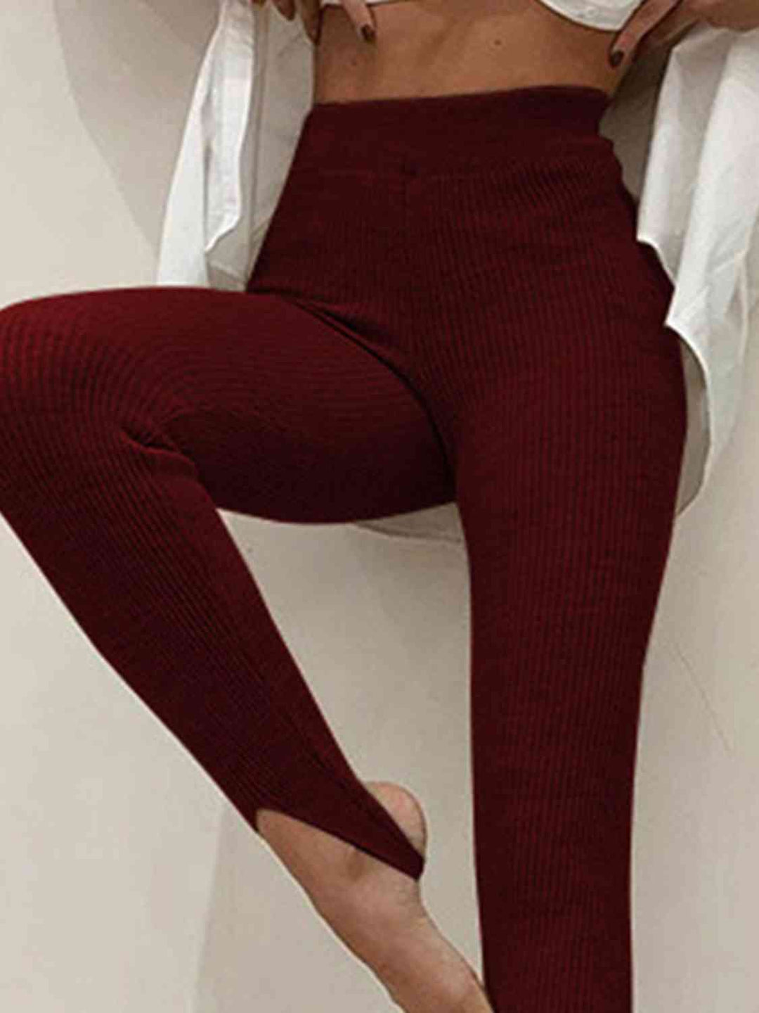 Marelle | Geribbelde Midden Taille Leggings-Sportkleding & Accessoires-Calora-Bruin-S-Calora
