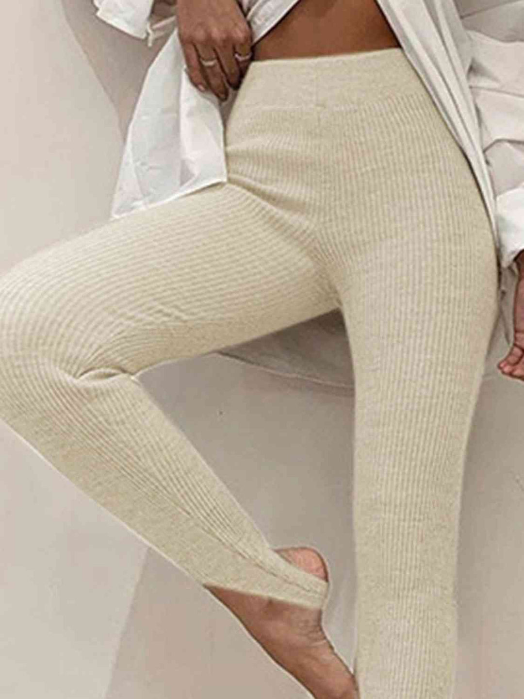 Marelle | Geribbelde Midden Taille Leggings-Sportkleding & Accessoires-Calora-Bruin-S-Calora