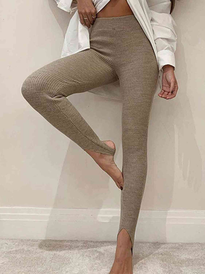 Marelle | Geribbelde Midden Taille Leggings-Sportkleding & Accessoires-Calora-Bruin-S-Calora
