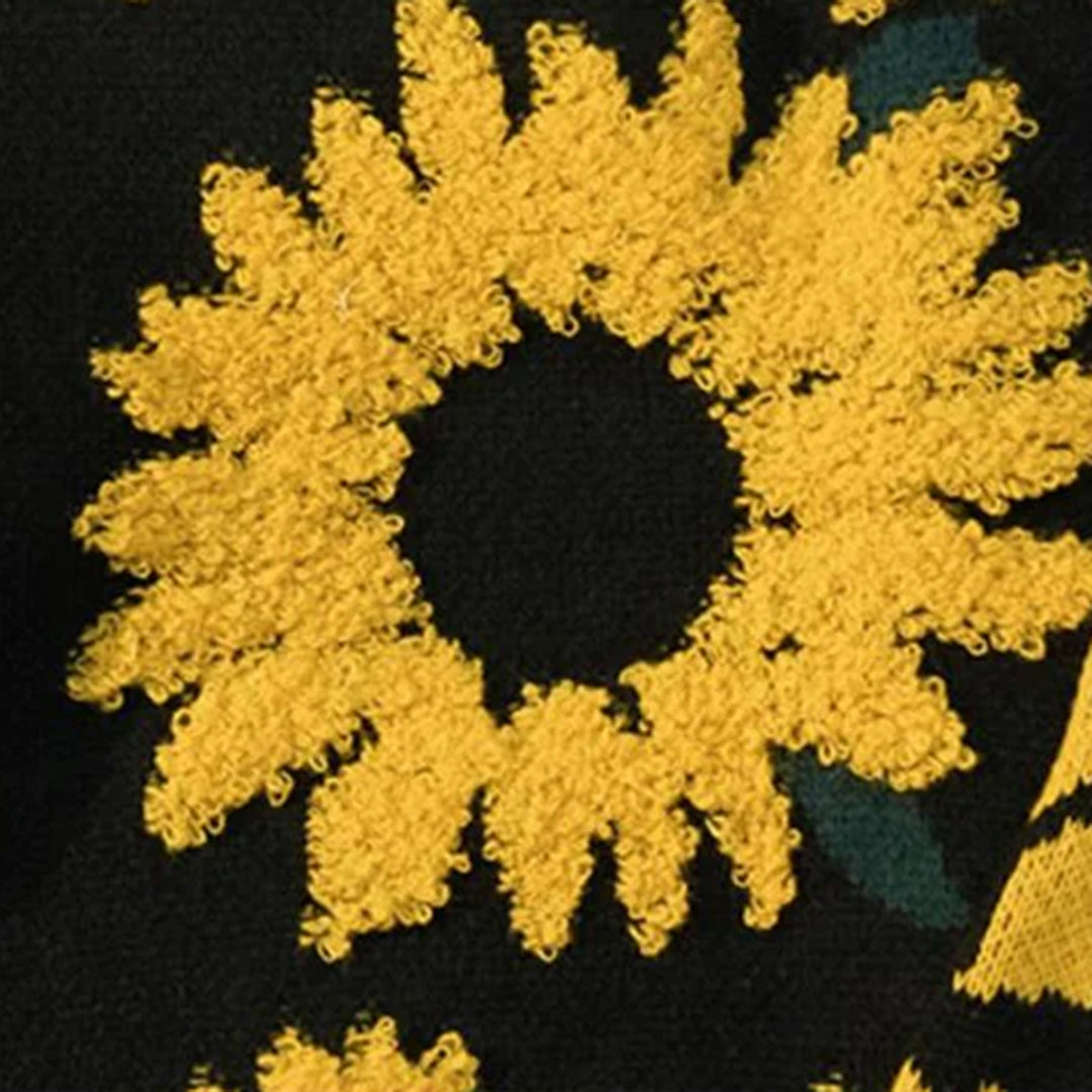 Marelli | Gezellige gebreide trui met zonnebloem-Blazers & Vesten-Calora-Zwart-M-Calora