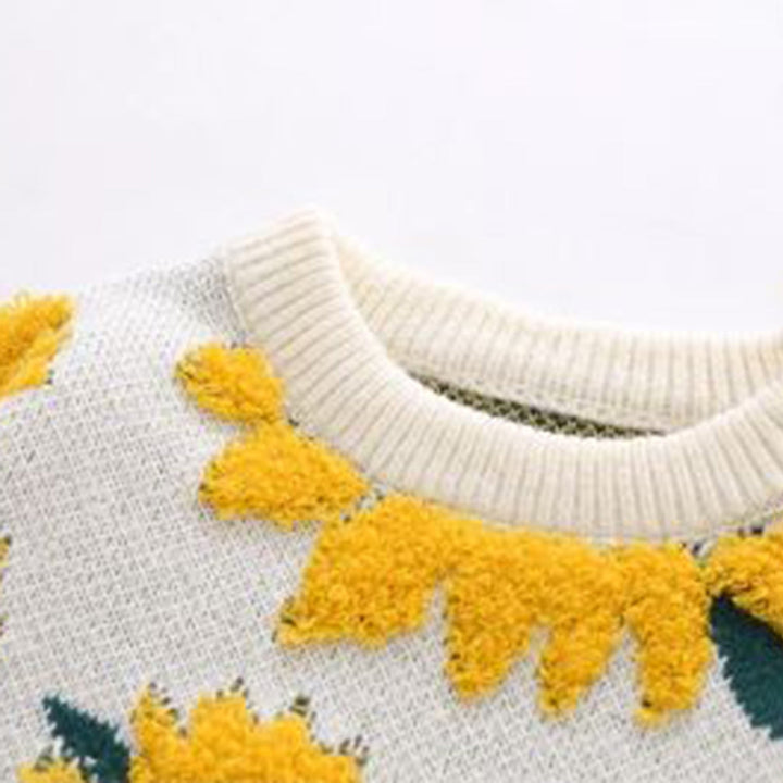 Marelli | Gezellige gebreide trui met zonnebloem-Blazers & Vesten-Calora-Zwart-M-Calora